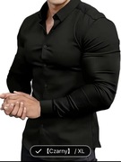 Koszula męska czarna satynowa XL