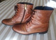 Brązowe botki sznurowane r. 39 Gino Rossi skóra