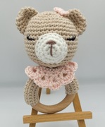 Prezent Grzechotka gryzak śpiący Miś handmade 