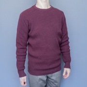 Kronstadt, sweter waffle, bordowy, crew-neck, rozmiar S