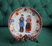 Kolekcjonerski porcelanowy talerz Limoges France P. Lenoir Motyw ludowy