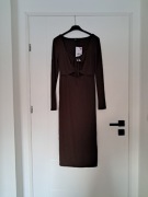 Długa sukienka z wiązaniem w dekolcie, Sinsay