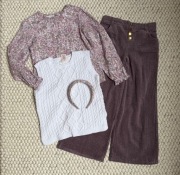 Happily grey komplet koszula kwiaty spodnie opaska kamizelka 128 7/8l 4 szt