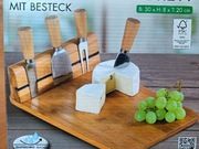 Bambusowa deska do krojenia serwowania serów ze sztućcami 