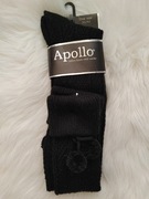 Apollo tanio polskie NOWE czarne podkolanowki z pomponami