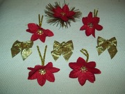OZDOBY CHOINKOWE - KOKARDY I KWIATKI GWIAZDY BETLEJEMSKIEJ