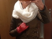 Komin Promod, z włóczki jak biale futerko- baranek