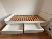 IKEA SLAKT Rama łóżka z szufladami biały 90x200 cm