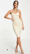 Elegancka Sukienka Bodycon Vesper Petite Ecru Wiskoza
