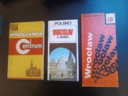 Plan centrum Wrocławia 1979 r. + 2 przewodniki Wrocław po czesku PRL 