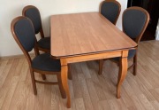 Meble do jadalni: stół rozkładany 144–195 cm + 6 krzeseł + komoda + witryna