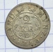 #3970 Niemcy Pfalz 2 krajcary 1743 srebro 