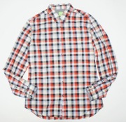 HUGO BOSS_Cudna KOSZULA_biała klasyczna kratka logowane guziki_L