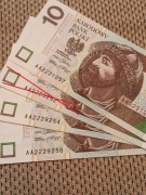 Banknoty, 10 zł, Seria AA, 3 szt.-2012r. UNC.