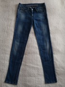 Przecierane spodnie jeansowe jeansy w kropki 28/32 ok. 38 jak nowe