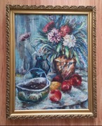 Obraz w złotej ramie Martwa natura malowany na płótnie 