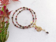 Amara - granat, kwarc dymny, piryt, rubin, hematyt - stal - UNIKAT 