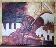 Olej na płótnie OBRAZ MUZYCZNY !!! 51x41cm 