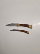 Zestaw 2 Noży Składanych Vintage – Drewno & Mosiądz