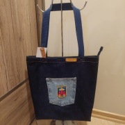 Torba dżinsowa na zamek hand made rękodzieło-NOWA-KRAKÓW-POLSKA-DWUSTRONNA