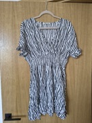 Sukienka mini w biało-czarne prążki krótki rękaw wiskoza Sinsay r. L