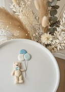 Figurka na tort z masy cukrowej miś balony topper chrzest urodziny