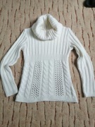 DAMSKI CIEPŁY SWETER GOLF BIAŁY 
