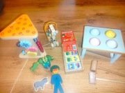 Zabawki. EKO zestaw Montessori: Drewniana przebijanka + domino + labirynt.
