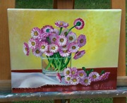 obraz olejny kwiaty stokrotki