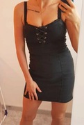 Czarna jeansowa sukienka na ramiączka elastyczna 34 xs