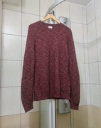 Sweter klasyczny Mustang true denim M czerwony burgundowy melanż  ciemny b