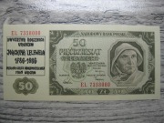BANKNOT PRL 50 ZŁOTYCH 1948 ROK SERIA EL RYBAK NADRUK