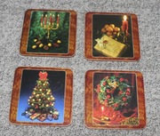 Świąteczne podkładki pod szklanki z korka 4 sztuki