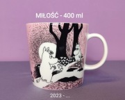 Muminki KUBEK duży 0,4 l Moomin Arabia Finland - MIŁOŚĆ - z naklejką