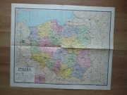 Polska mapa administracyjna 1969 rok 1 : 2 000 000 czasy PRL bdb stan 