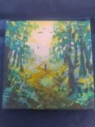 Obrazek "Do celu" malarstwo gwasz 15x15cm