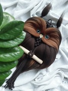 Brązowa sowa puchacz makrama na prezent 