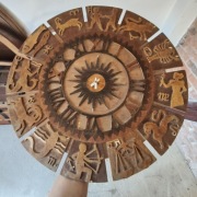Unikalny drewniany zegar ścienny horoskop 