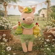 Świnka maskotka rękodzieło amigurumi prosiak kurki wielkanoc