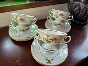 Bulionówki z różą z okresu PRL 6 sztuk komplet nieużywane opalizujące 