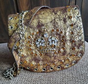 Pięknie zdobiona mała Torebka, krótki pasek, używana
