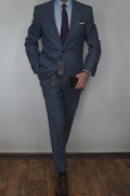 Garnitur Nowy z metkami Bytom 182/100/88 granatowy z szarym guabello 130’s 