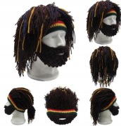 czapka na głowę dredy jamajka z brodą zimowa z dredami 