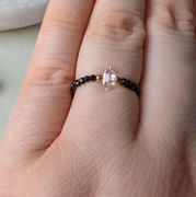 Pierścionek elastyczny z kamieni diament Herkimer kryształ spinel srebro