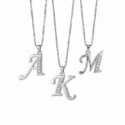 Naszyjniki Stal Szlachetna Litery A/K/M srebrne cyrkonie