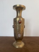 Stary Orientalny Dekoracyjny Wazon z Mosiądzu z Kamieniami