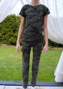 Spodnie moro bojówki z koszulką 146 khaki