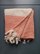 Wielofunkcyjny bawełniany Peshtemal 100x180 kremowo koralowy 