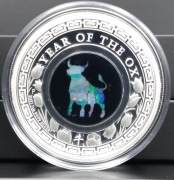 AUSTRALIAN OPAL LUNAR OX 1oz SILVER PROOF +OPAL/UNIKAT/14