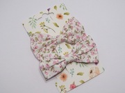 Spinki duże KOKARDY białe w kwiaty ZESTAW 2SZT